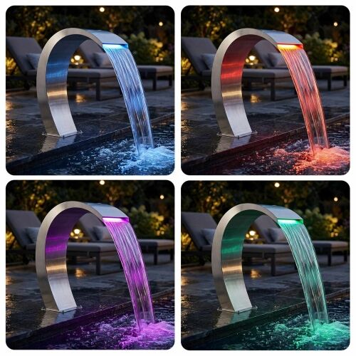 Fontana u Bazenu Nehrđajući čelik 60 x 30 x 70 cm Srebrna - s LED-ima i daljinskim upravljačem Cijena