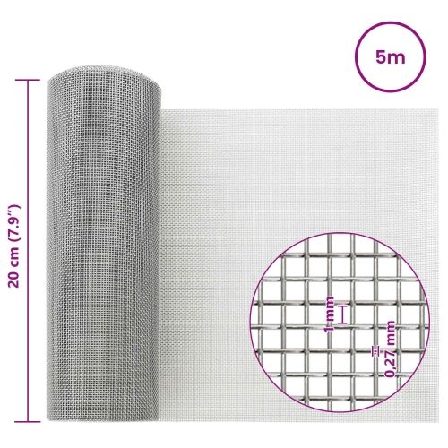 Mrežna tkanina 20 x 500 cm 20 Mesh Nehrđajući čelik 201 Srebrna - 20 x 500 cm 20 mreža Cijena