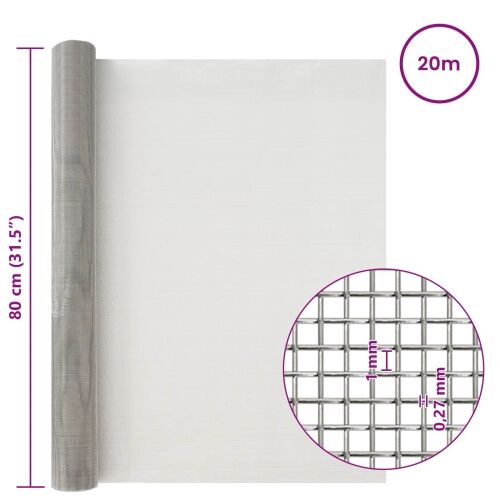 Mrežna tkanina 80 x 2000 cm 20 Mesh Nehrđajući čelik 201 - 80 x 2000 cm 20 mreža Cijena
