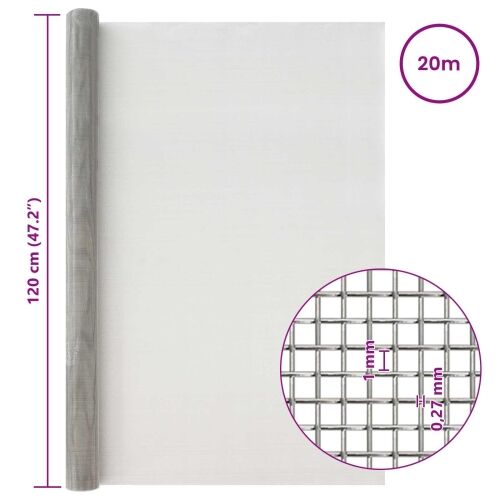 Mrežna tkanina 120 x 2000 cm 20 Mesh Nehrđajući čelik 201 - 120 x 2000 cm 20 mreža Cijena