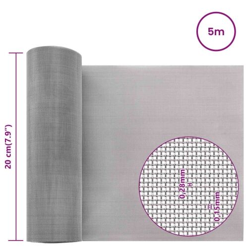 Mrežna tkanina 20 x 500 cm 60 Mesh Nehrđajući čelik 201 Srebrna - 20 x 500 cm 60 mreža Cijena