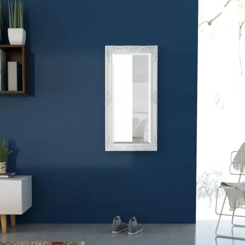 Zidno ogledalo u baroknom stilu 100 x 50 cm bijelo - Bijela Cijena