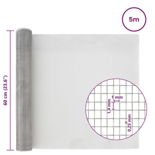 Mrežna tkanina 60 x 500 cm 18 mesh Nehrđajući čelik 304 Srebrna - 60 x 500 cm Nehrđajući čelik 304 Cijena