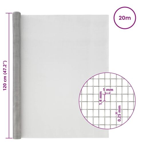 Mrežna tkanina 120 x 2000 cm 18 mesh Nehrđajući čelik 304 - 120 x 2000 cm Nehrđajući čelik 304 Cijena