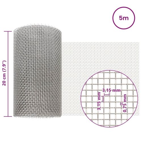 Mrežna tkanina 20 x 500 cm 6 Mesh Nehrđajući čelik 201 Srebrna - 20 x 500 cm 6 mreža Cijena