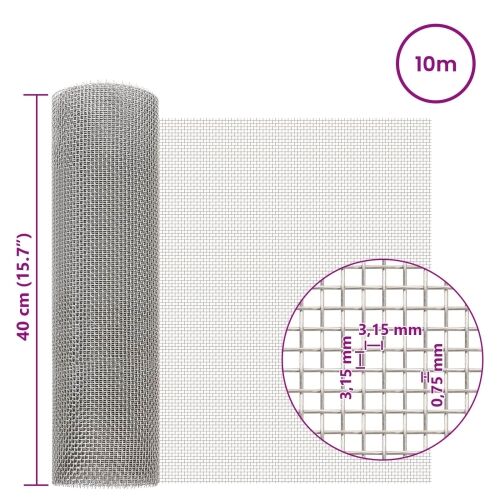 Mrežna tkanina 40 x 1000 cm 6 Mesh Nehrđajući čelik 201 Srebrna - 40 x 1000 cm 6 mreža Cijena