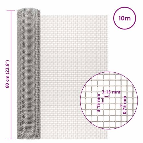 Mrežna tkanina 60 x 1000 cm 6 Mesh Nehrđajući čelik 201 Srebrna - 60 x 1000 cm 6 mreža Cijena