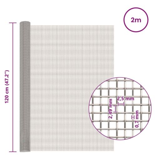 Mrežna tkanina 120 x 200 cm 8 Mesh Nehrđajući čelik 201 Srebrna - 120 x 200 cm 8 mreža Cijena