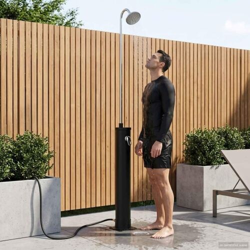 Solarni tuš s tuš glavom 20 l PVC, ABS, Legirani cink Crna Cijena