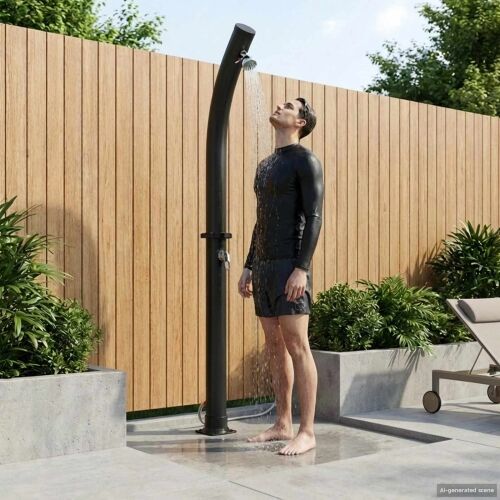 Solarni tuš s tušem glavom 20 l PVC, ABS, Legirani cink Crna Cijena