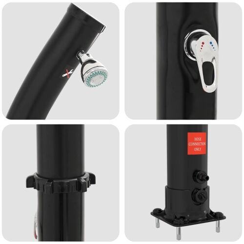 Solarni tuš s tušem glavom 20 l PVC, ABS, Legirani cink Crna Cijena