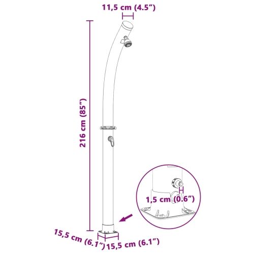 Solarni tuš s tušem glavom 20 l PVC, ABS, Legirani cink Crna Cijena