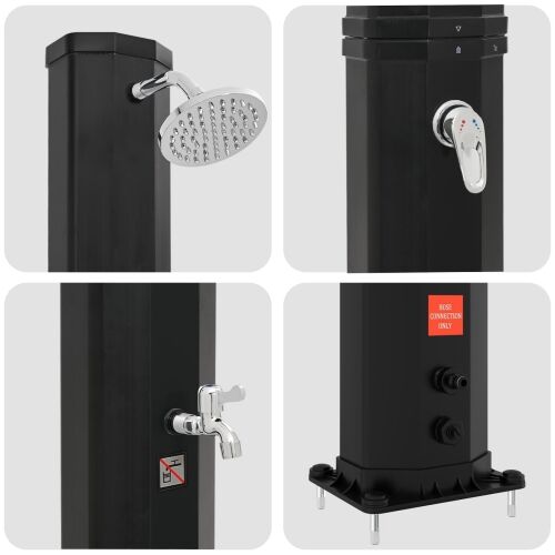Solarni tuš s tušem i slavinom 40 l PVC, ABS, Legirani cink - Crna Cijena