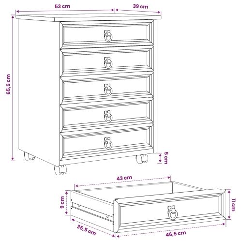 Pokretni ormar s ladicama CORONA Bijela - Bijela 53 cm Cijena