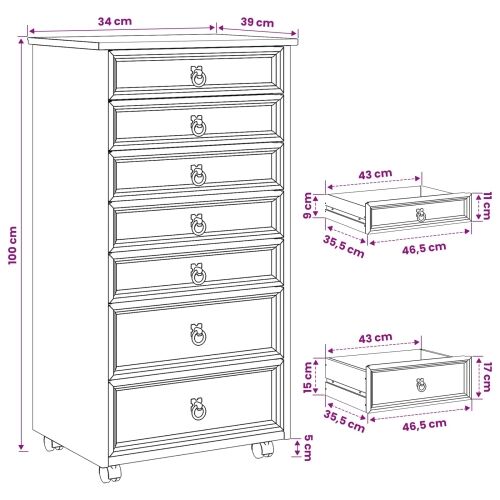 Pokretni ormar s ladicama CORONA Bijela - Bijela 53 cm Cijena