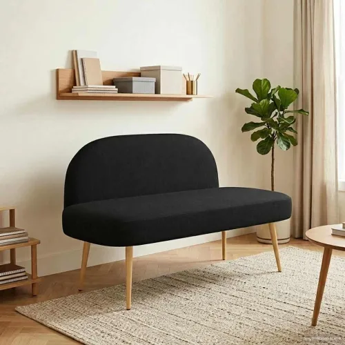 Oblikovana klupa s naslonjačem Crna 110 x 60 x 76 cm - Crna Cijena