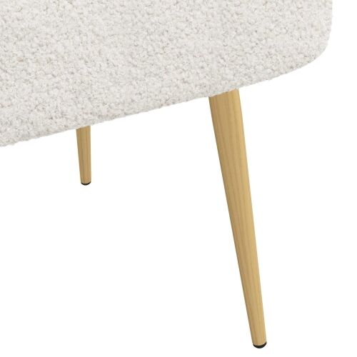 Oblikovana klupa s naslonjačem Krem 110 x 60 x 76 cm Bouclé - Krem Cijena