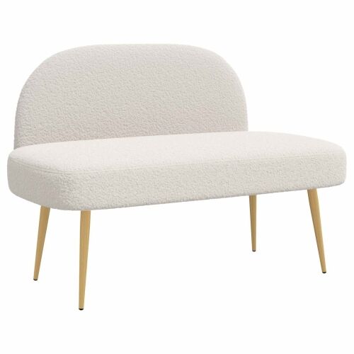 Oblikovana klupa s naslonjačem Krem 110 x 60 x 76 cm Bouclé - Krem Cijena