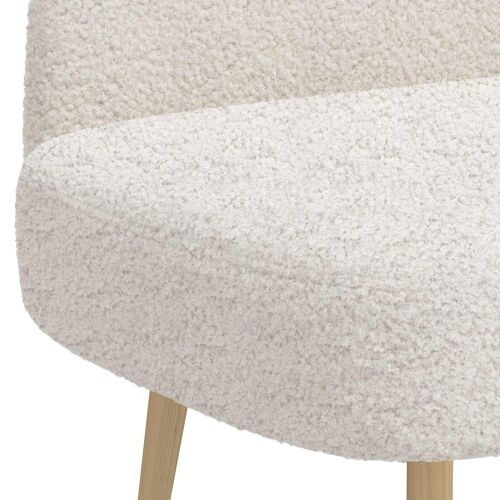 Oblikovana klupa s naslonjačem Krem 110 x 60 x 76 cm Bouclé - Krem Cijena