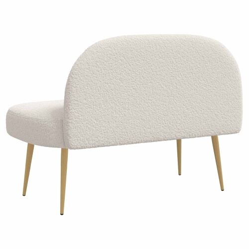 Oblikovana klupa s naslonjačem Krem 110 x 60 x 76 cm Bouclé - Krem Cijena