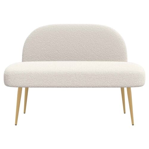 Oblikovana klupa s naslonjačem Krem 110 x 60 x 76 cm Bouclé - Krem Cijena