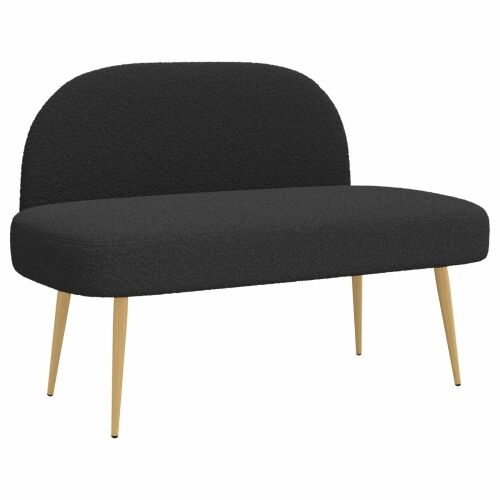 Oblikovana klupa s naslonjačem Crna 110 x 60 x 76 cm Bouclé - Crna Cijena