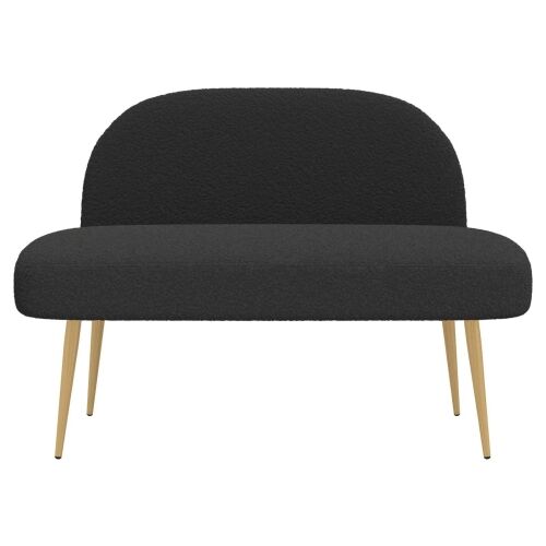Oblikovana klupa s naslonjačem Crna 110 x 60 x 76 cm Bouclé - Crna Cijena