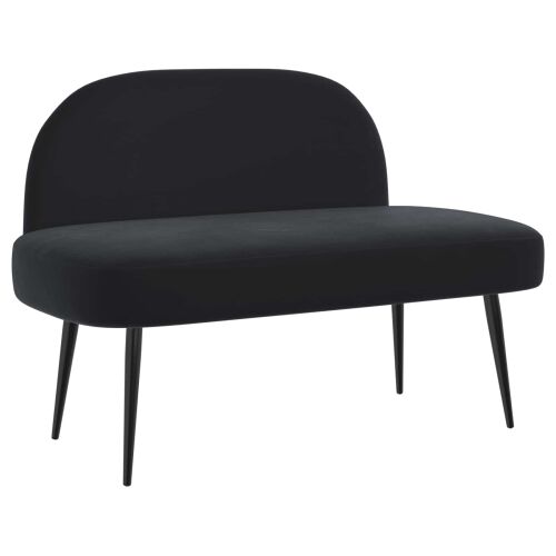 Oblikovana klupa s naslonjačem Crna 110 x 60 x 76 cm Baršun - Crna Cijena