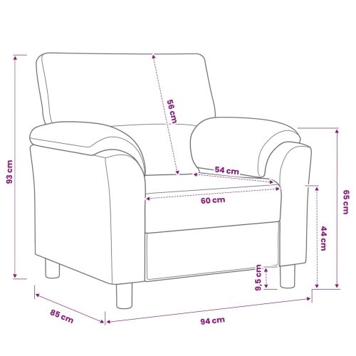 Sofa Krem 94 x 85 x 93 cm Baršun - Krem 60 cm Cijena