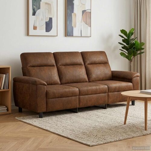Sofa Smeđa 214 x 90 x 95 cm Umetnička suknja koža - Smeđa 180 cm Cijena