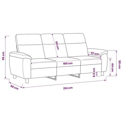 Sofa Smeđa 214 x 90 x 95 cm Umetnička suknja koža - Smeđa 180 cm Cijena
