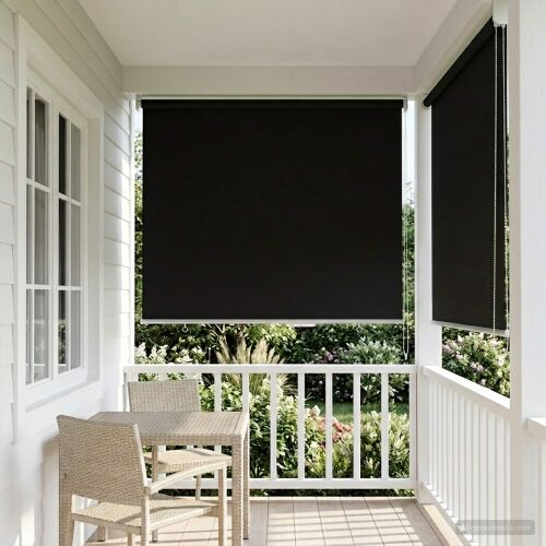 Rolo zavjesa za vanjsku uporabu s UV zaštitom Crna Poliester - Crna 80 x 140 cm Cijena