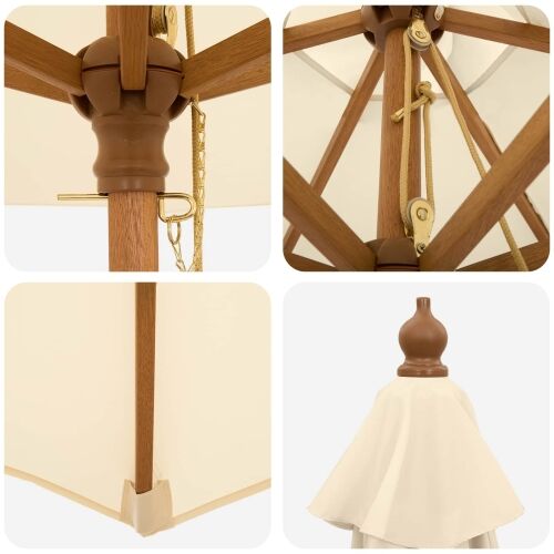 Vrtni suncobran Ø 270 x 248 cm Čvrsto drvo eukaliptusa - Krem bijela Ø 270 x 248 cm Cijena