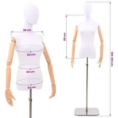 Podesivi maneken 165-213 cm s postoljem Žena PP Bijela - Bijela Žena sa standardnom glavom Cijena