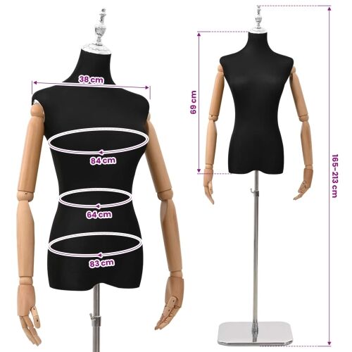 Podesivi maneken 165-213 cm s postoljem Žena PP Crna - Crna Žena s krunom Cijena