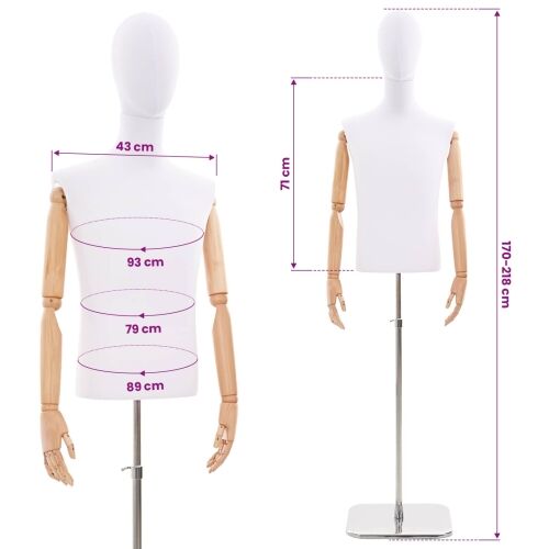 Podesiva lutka 170-218 cm s postoljem Muškarac PP Bijela - Bijela Muški s standardnom glavom Cijena
