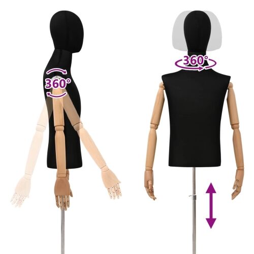 Podesiva lutka 170-218 cm s postoljem Muškarac PP Crna - Crna Muški s standardnom glavom Cijena