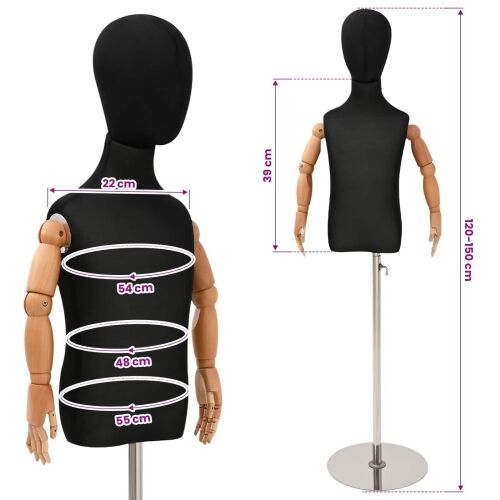 Podesiva lutka 120-150 cm s postoljem Uniseks PP Crna - Crna s standardnom glavom 2-3 godine Cijena