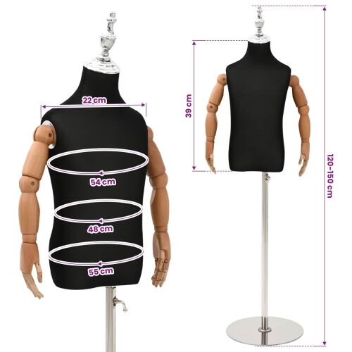 Podesiva lutka 120-150 cm s postoljem Uniseks PP Crna - Crna s glavu krune 2-3 godine Cijena