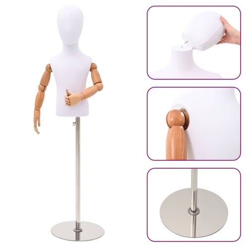 Podesivi Maneken 120-157 cm s Postoljem Uniseks PP Bijela - Bijela s standardnom glavom 4-6 godina Cijena