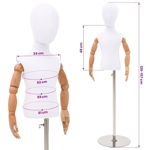 Podesivi Maneken 120-157 cm s Postoljem Uniseks PP Bijela - Bijela s standardnom glavom 4-6 godina Cijena
