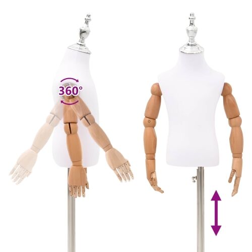 Podesivi Maneken 120-157 cm s Postoljem Uniseks PP Bijela - Bijela s glavu krune 4-6 godina Cijena