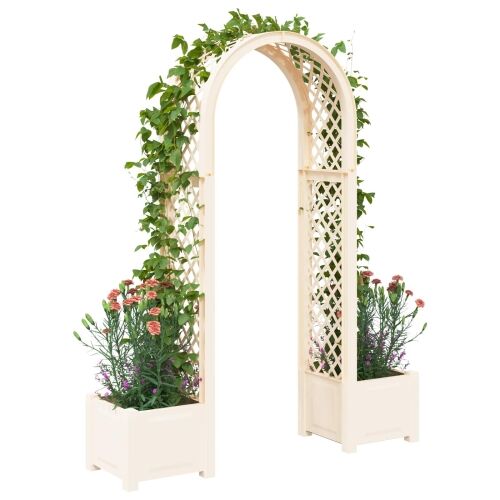 Roza arh s saksijom Bijela 168,5 x 43 x 207 cm PP - Bijela Cijena