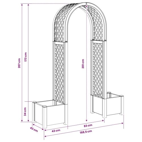 Roza arh s saksijom Siva 168,5 x 43 x 207 cm PP - Siva Cijena