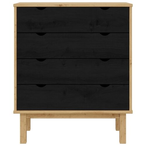 Komoda OTTA Crna 76,5 x 39,5 x 90 cm Masivna borovina - Crna Cijena