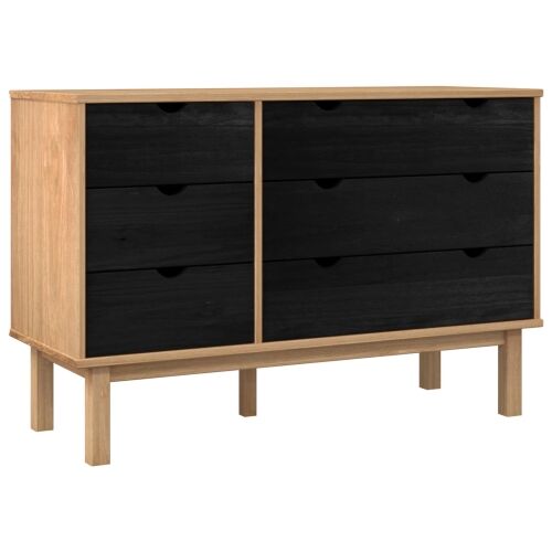 Ormar s ladicama OTTA Crna 111 x 43 x 73,5 cm Masivna borovina - Crna Cijena