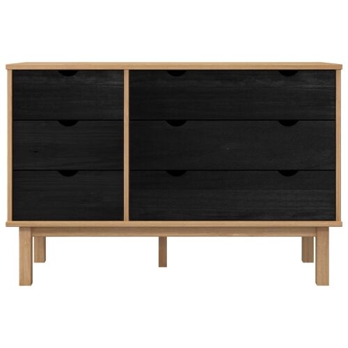 Ormar s ladicama OTTA Crna 111 x 43 x 73,5 cm Masivna borovina - Crna Cijena