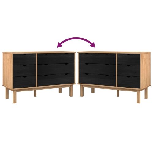Ormar s ladicama OTTA Crna 111 x 43 x 73,5 cm Masivna borovina - Crna Cijena