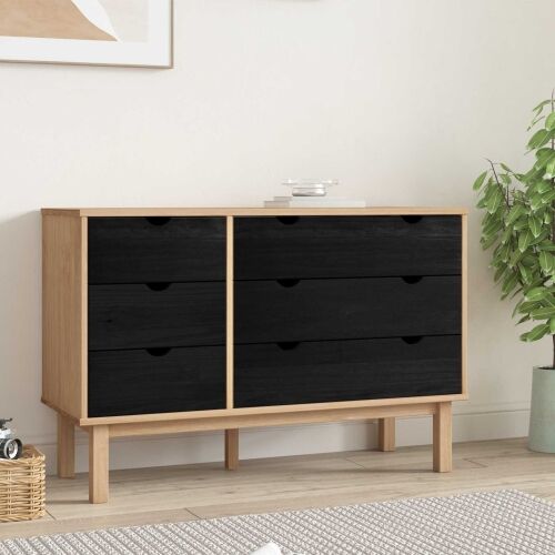 Ormar s ladicama OTTA Crna 111 x 43 x 73,5 cm Masivna borovina - Crna Cijena
