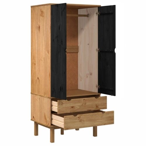 Ormarić s vratima OTTA Crna 76,5 x 53 x 172 cm Masivna borovina - Crna Cijena